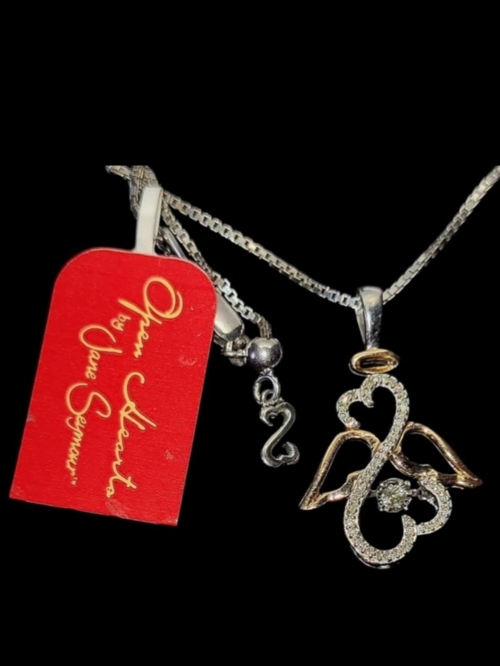 ❤KAY JEWELERS 925 SILVER 10K ROSE GOLD DIAMONDS IN RHYTHM ANGEL NECKLACE